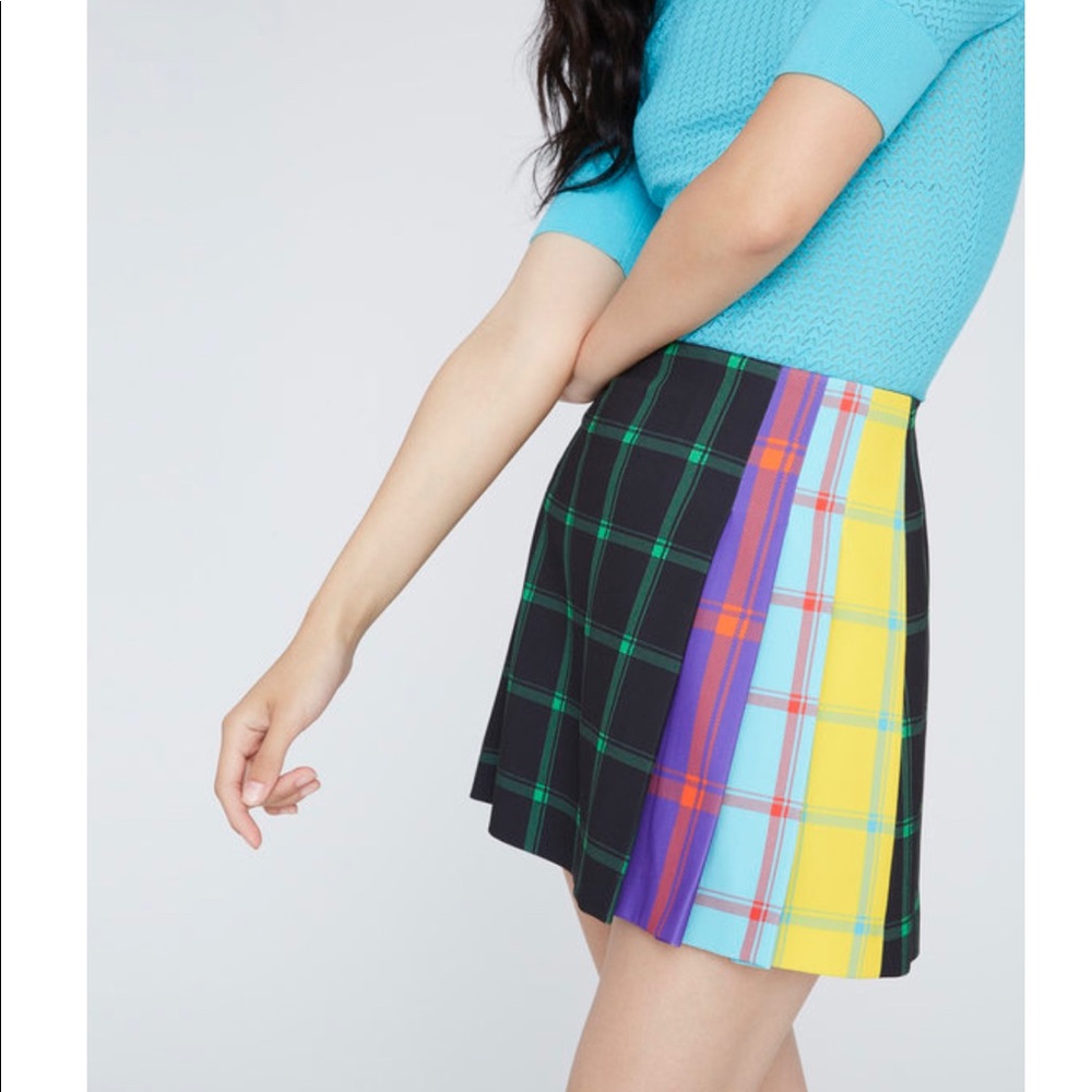 Alice + Olivia Semira Pleated Plaid Mini Skirt